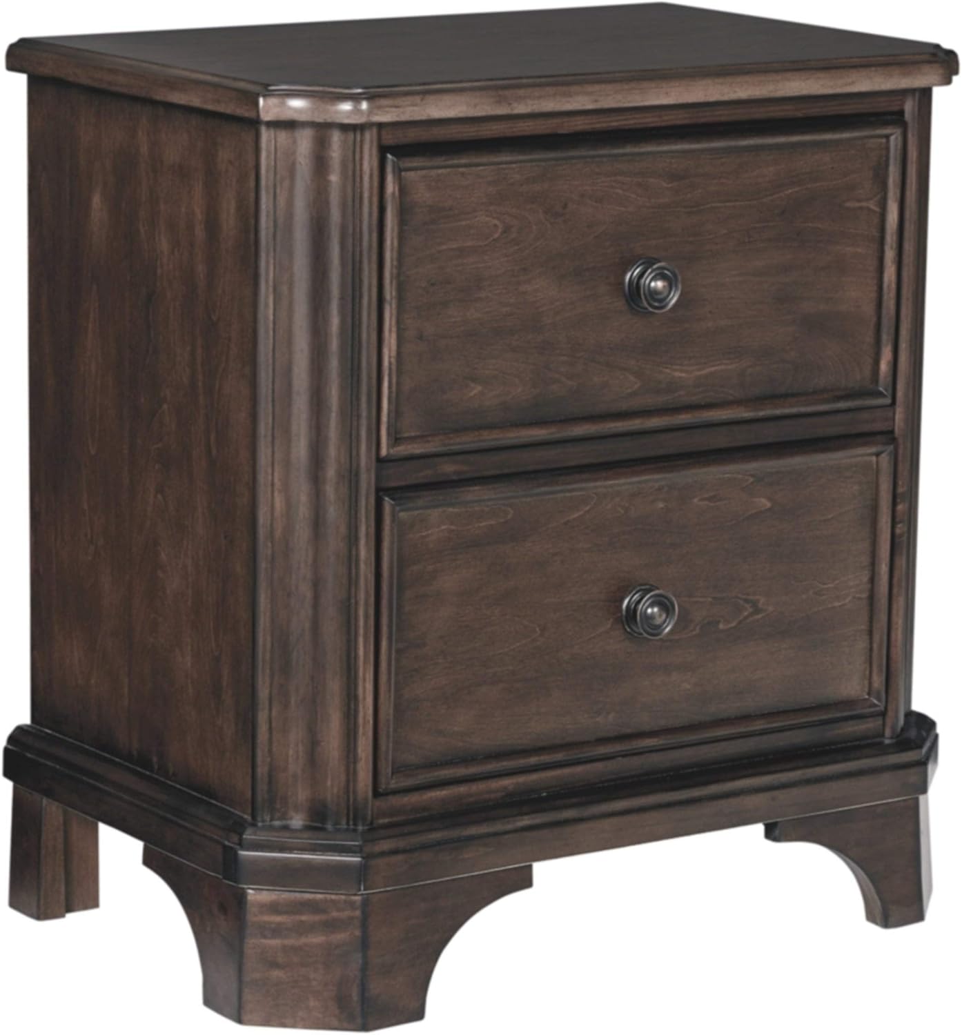 Brown Two Drawer Nightstand Traditional Wood Kitchen & Dining