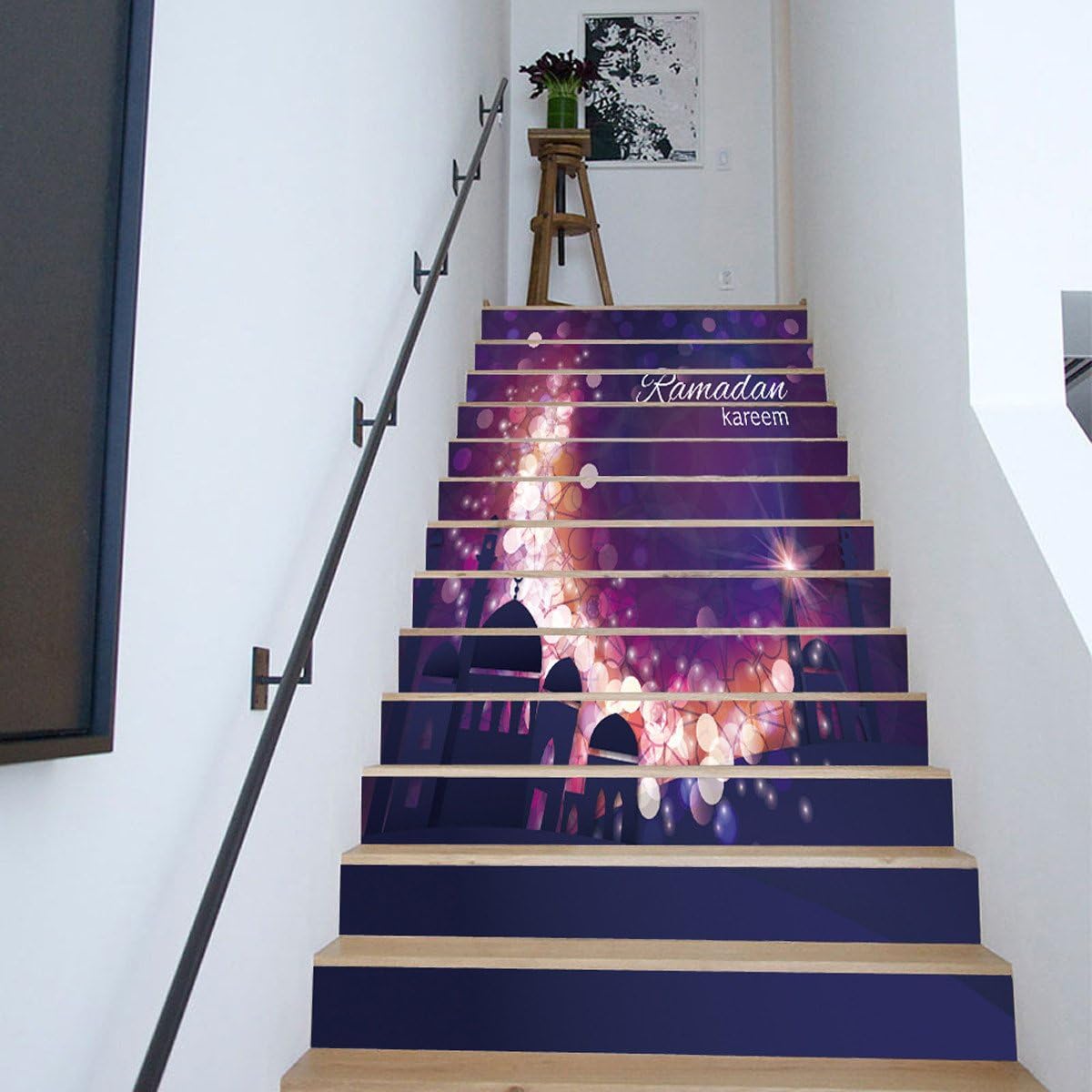 CHBB Stairs Stickers Muslim Blessings For Ramadan Decoration Stair Stickers Stairs Creative Stickers,100 * 18cm*13pcs