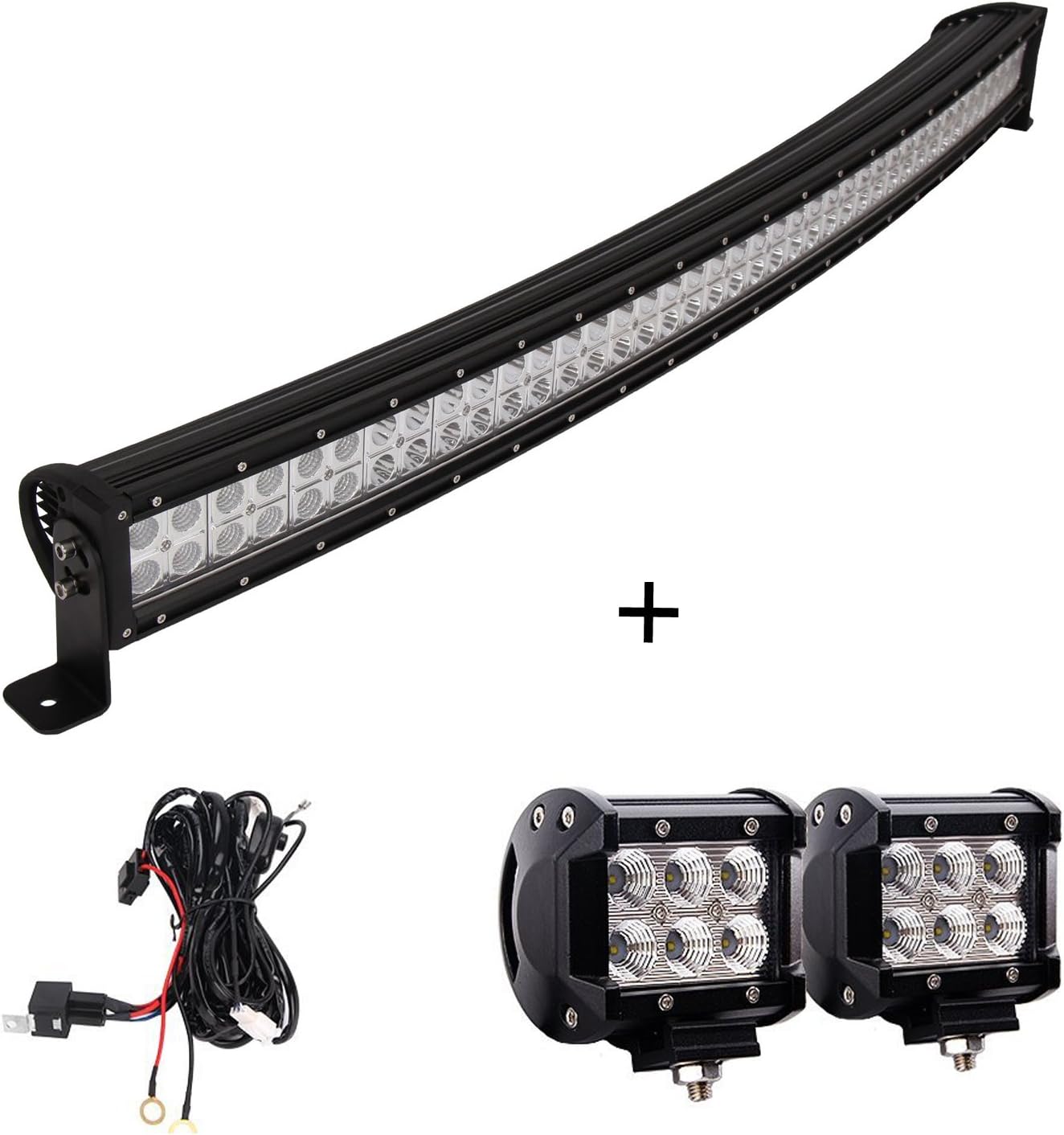 LED Light Bar, Northpole Light 43 Inch 240W Waterproof Spot Flood Combo LED Light Bar with 2PCS 18W CREE Flood LED Work Lights and 12V 40A Wiring Harness for Off Road,Jeep, Truck, Car, ATV, SUV …