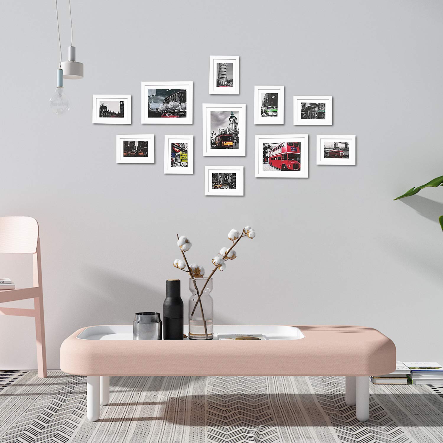 WOOD MEETS COLOR Picture Frames with Really Glass Photo Frames Set of 11 Wall Mounting Collage Frames Eco-Friendly Family Photo Frame (White)