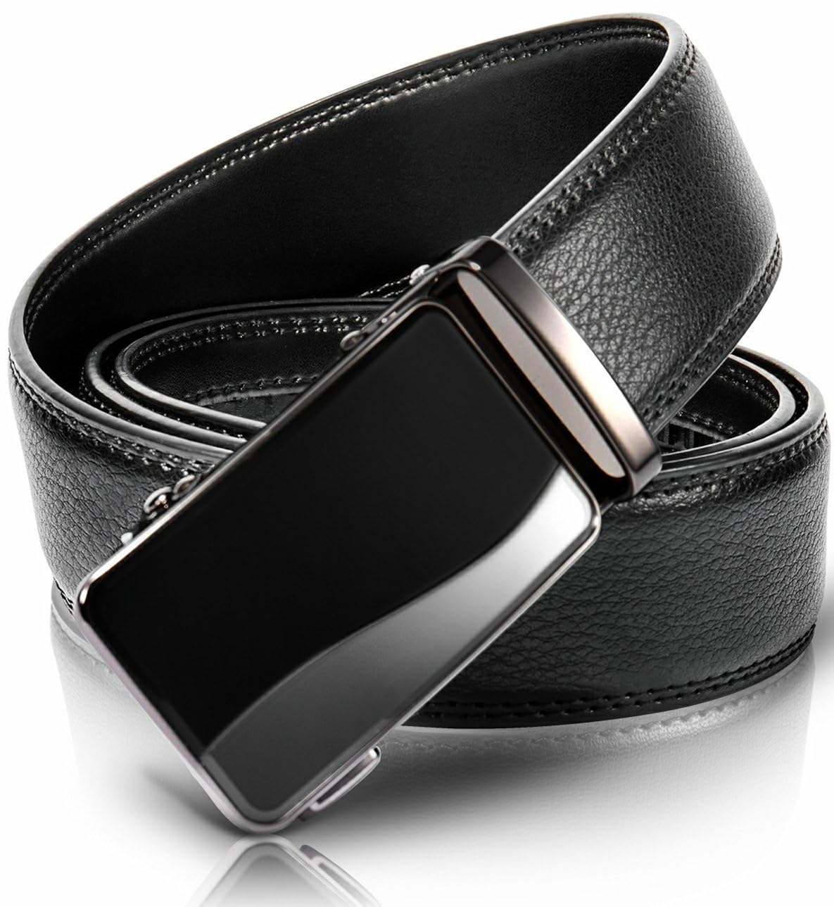 Men's Belts Big and Tall, Black Holeless Ajustable Leather Click Belt