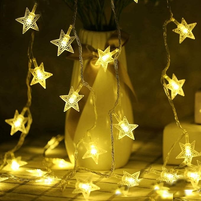 Techno E-Tail Decorative LED Star String Lights for Christmas Decoration (Standard,White)