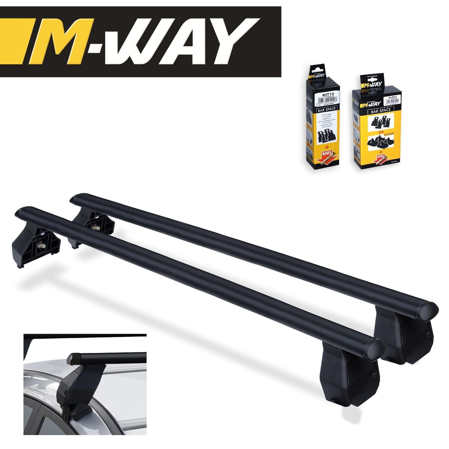 MWay (Menabo) Aero Fit Roof Rack Space Bars Rails for FIAT 500 3 Door 07> Amazon.co.uk Car