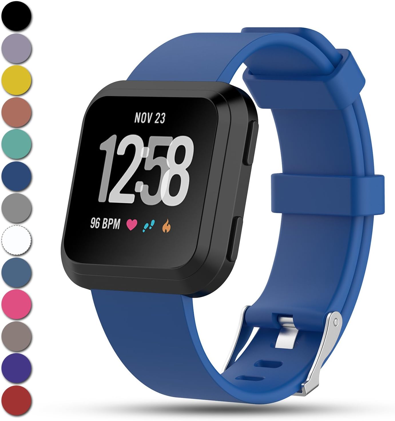 Ysang for Fitbit Versa Strap, Classic Adjustable Replacement Soft Silicone Sport Wristband Strap for Fitbit Versa Smartwatch, Large/Small