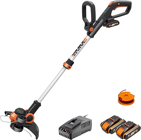 Worx 20v Cordless Grass Trimmer Wg163e 3 With Fast Charger 2 X 2 0ah Batteries Powershare 2 In 1 Grass Trimmer Edger 90 Head Pivots Command Feed System Amazon Co Uk Garden Outdoors