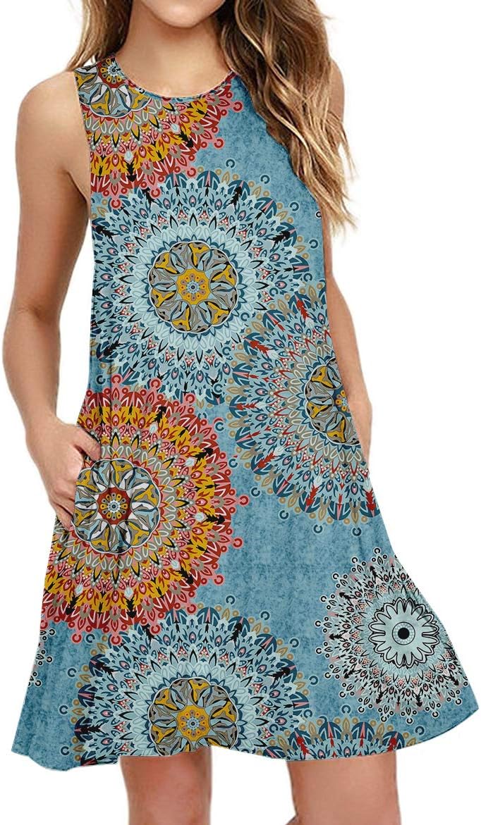 Women's Sleeveless/Long Sleeve Pockets Casual Swing T-Shirt Summer Dress