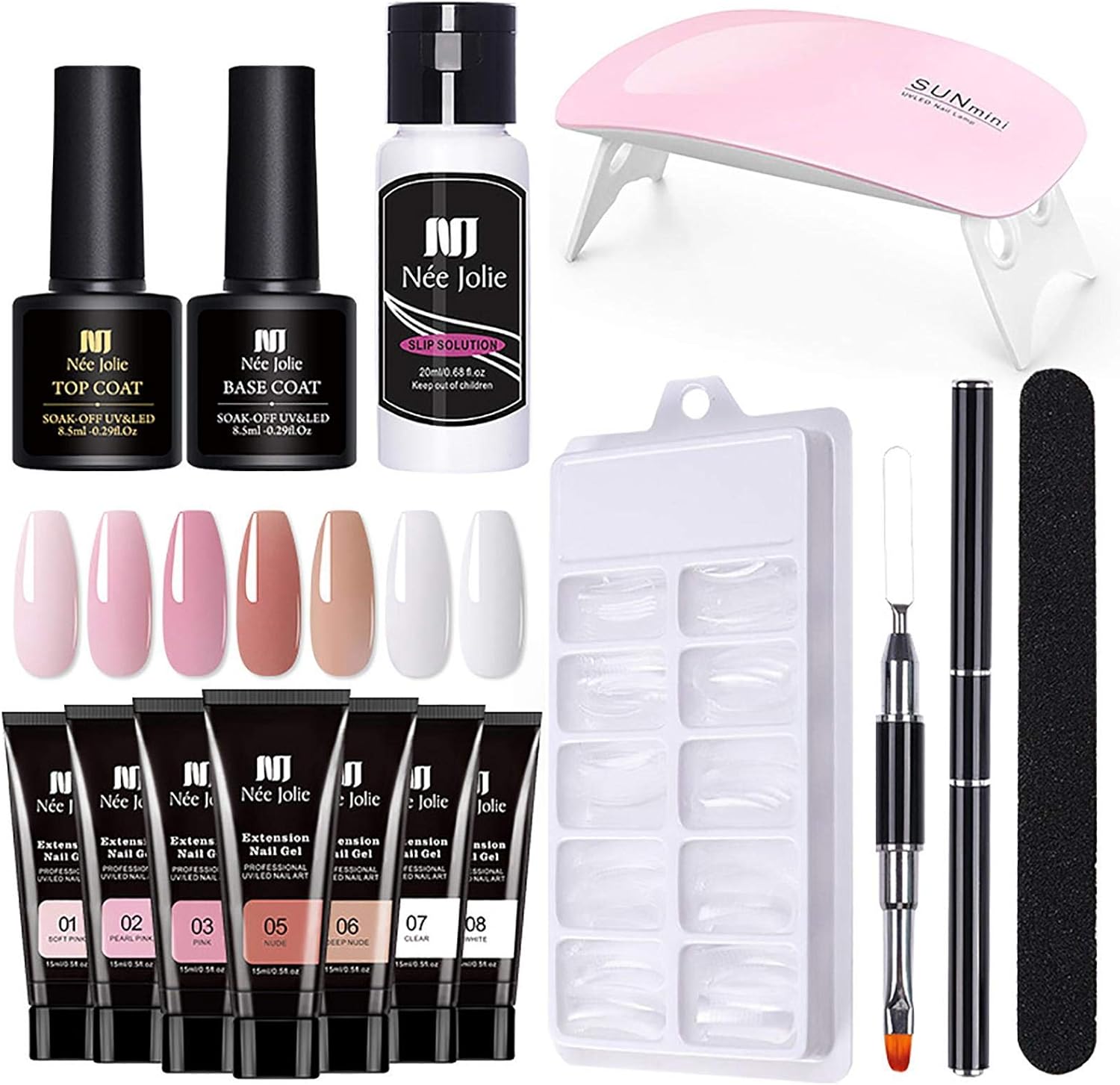 Ruier-tong Kit D'extension D'ongle 15Pcs pour Débutants, Kit