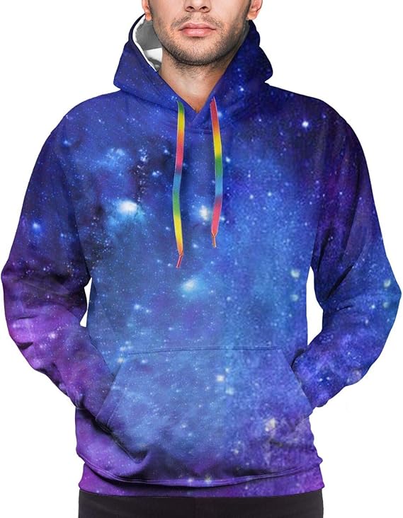 Amazon Co Jp 星空 宇宙柄 ブルー スウェット パーカー メンズ 長袖 プルオーバー フーデット ライト パーカー 人気 服 防風 春秋冬 服 ファッション小物