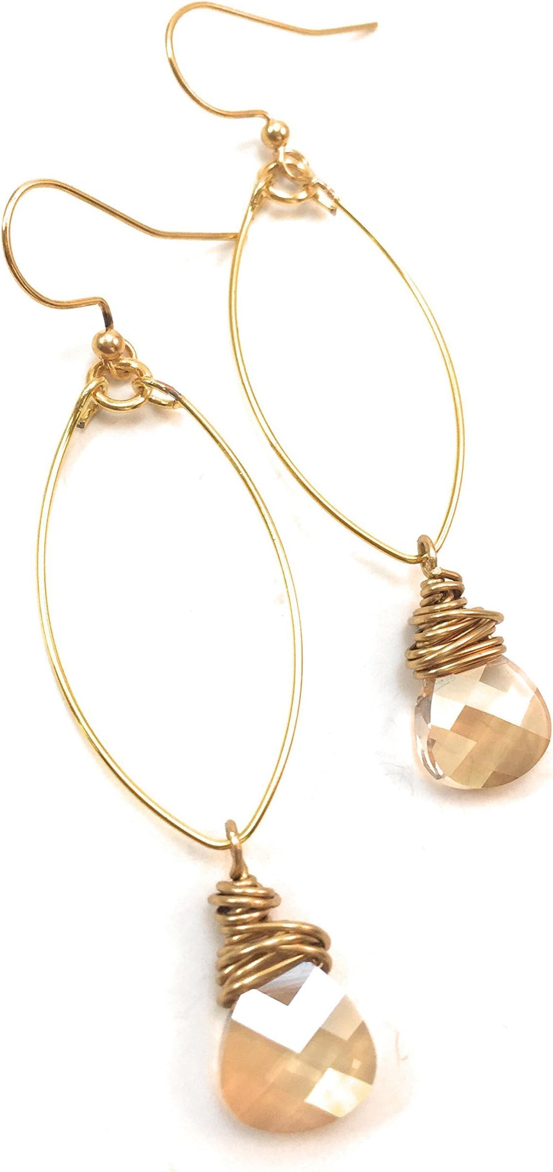 SALE!! Sparkling Crystal Earrings Swarovski Crystal Jewely Gold Wire Wrapped Handmade Drop Earrings
