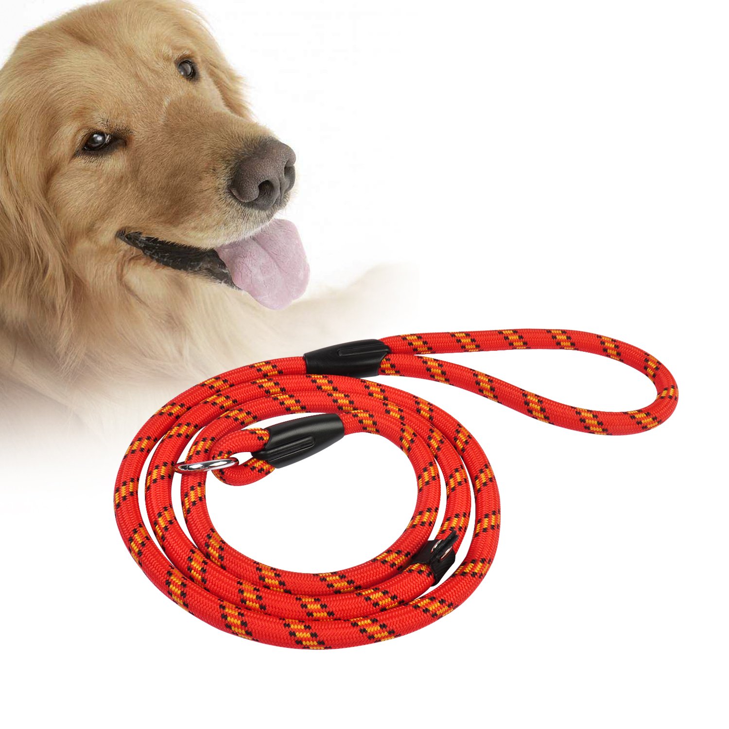 Ciaoed Gewebtes Hundegeschirr, Rot 1,75m Lang Verfilzt Gepolsterter Griffgeflecht Verstellbares Haustiertraining mit Krawatte