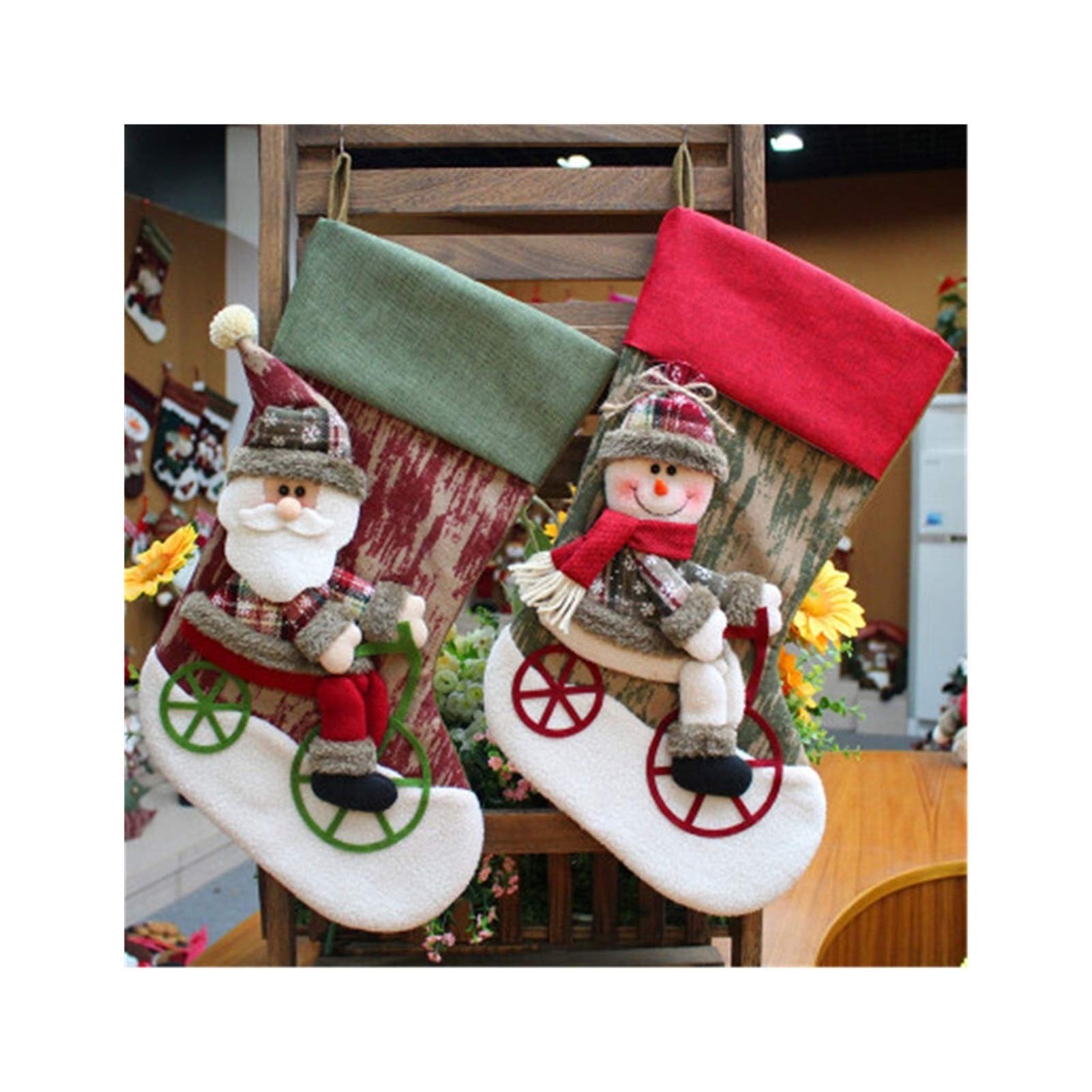 2pcs New Year Gift Santa Claus Candy Gift Bag Christmas Stocking For Kid Xmas Tree Hanging Decoration Fireplace Decor 1KAIEUE-11-30-H