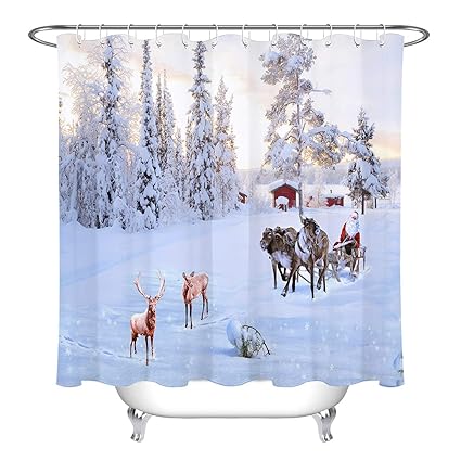 Ouneed 72 X 72 Custom Christmas Fabric Waterproof Bathroom Shower