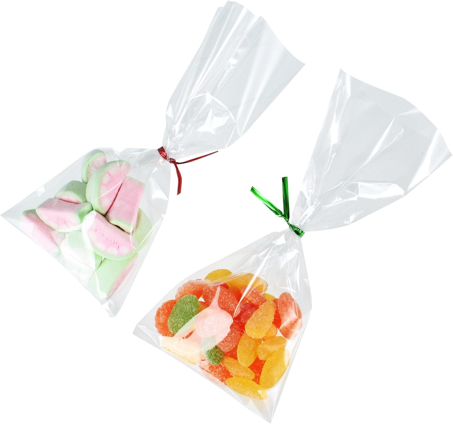 3 x 4 Inches Outus 300 Pack Clear Treat Bags Clear Cello Bags with 320 Pieces Twist Ties 8