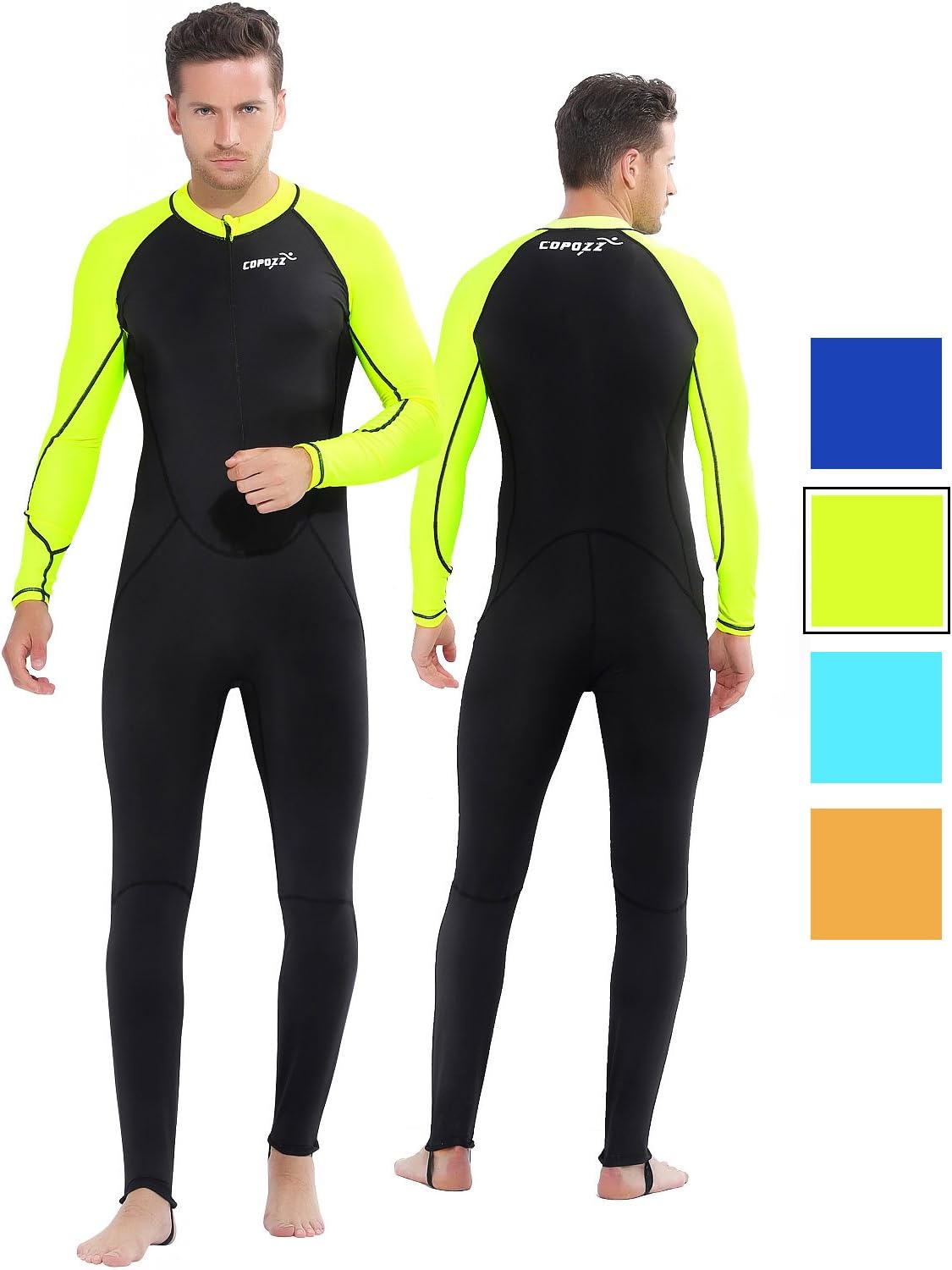 COPOZZ Mens Womens Rash Guard, Full Length Thin Wetsuit for Watersport Surfing Sailing Diving Swimming Snorkeling, Lycra Long UV Protected Stretchy Comfy Diving Skin Swimsuit Keep Warm Under Water