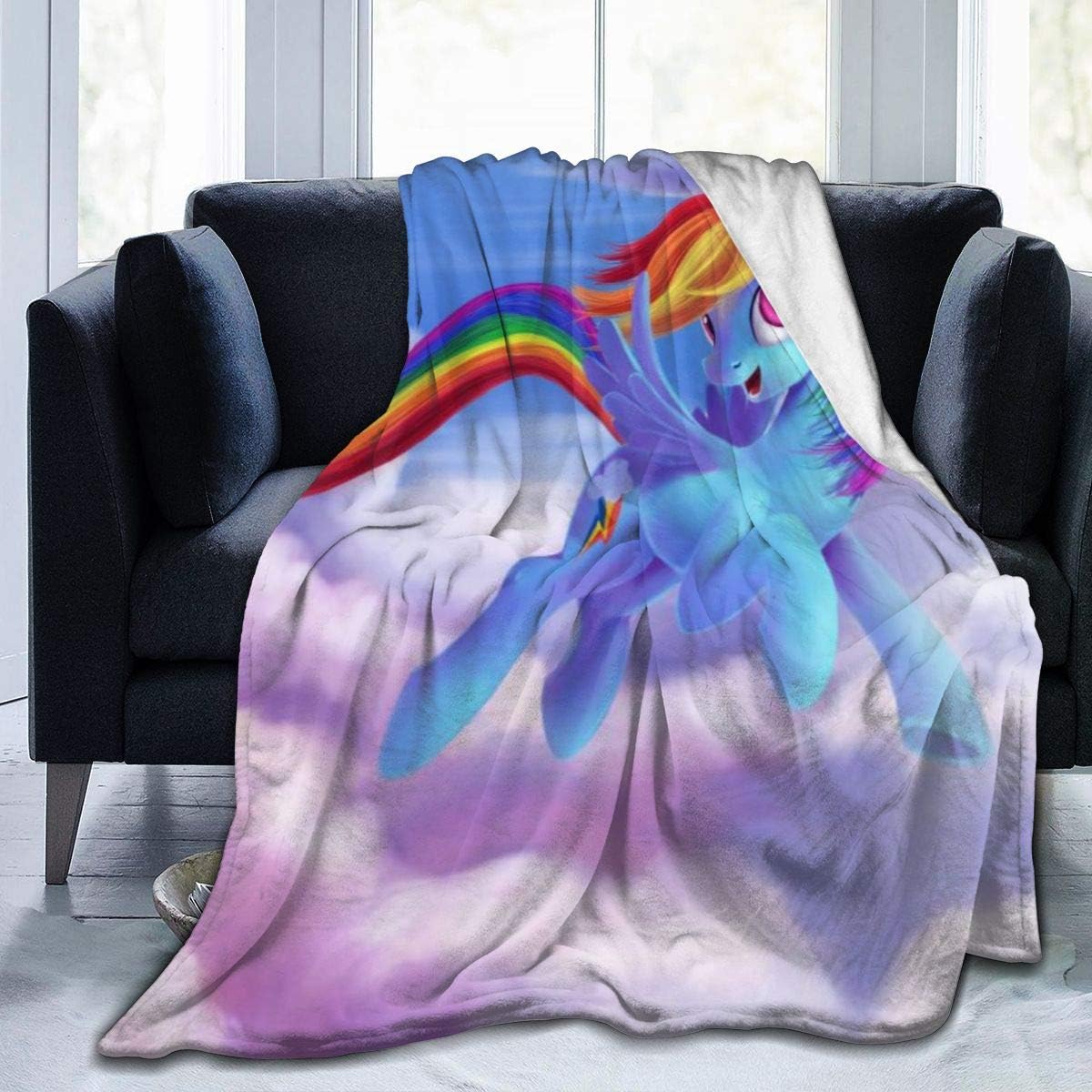 KRISMARIO Dash My Rainbow Pony Throw Blankets Microfiber Bedspreads Fleece Blankets Throw Ultra Soft Coral Bedcover for Bedroom Living Room Sofa Couch