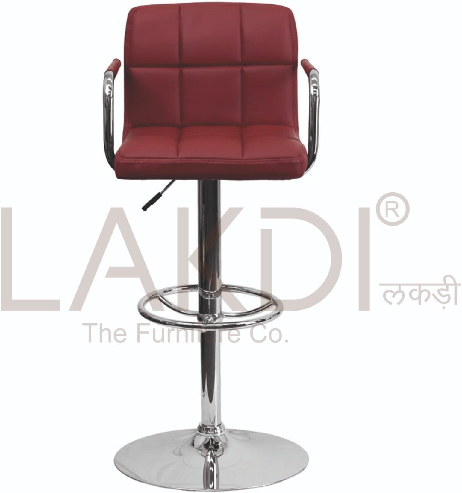 Lakdi Swivel Adjustable Height Bar Stool (Dark Brown)