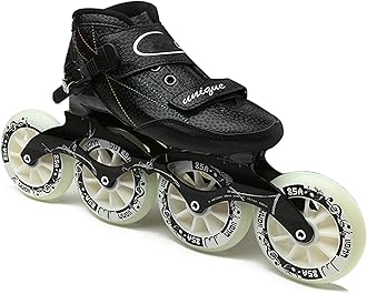 Cylq Inline Skates Adult for Women and Mens, Professional Fitness Inline Speed Skates, High Performance Roller Skates Outdoor Racing Skates Beginner, Unisex, Black