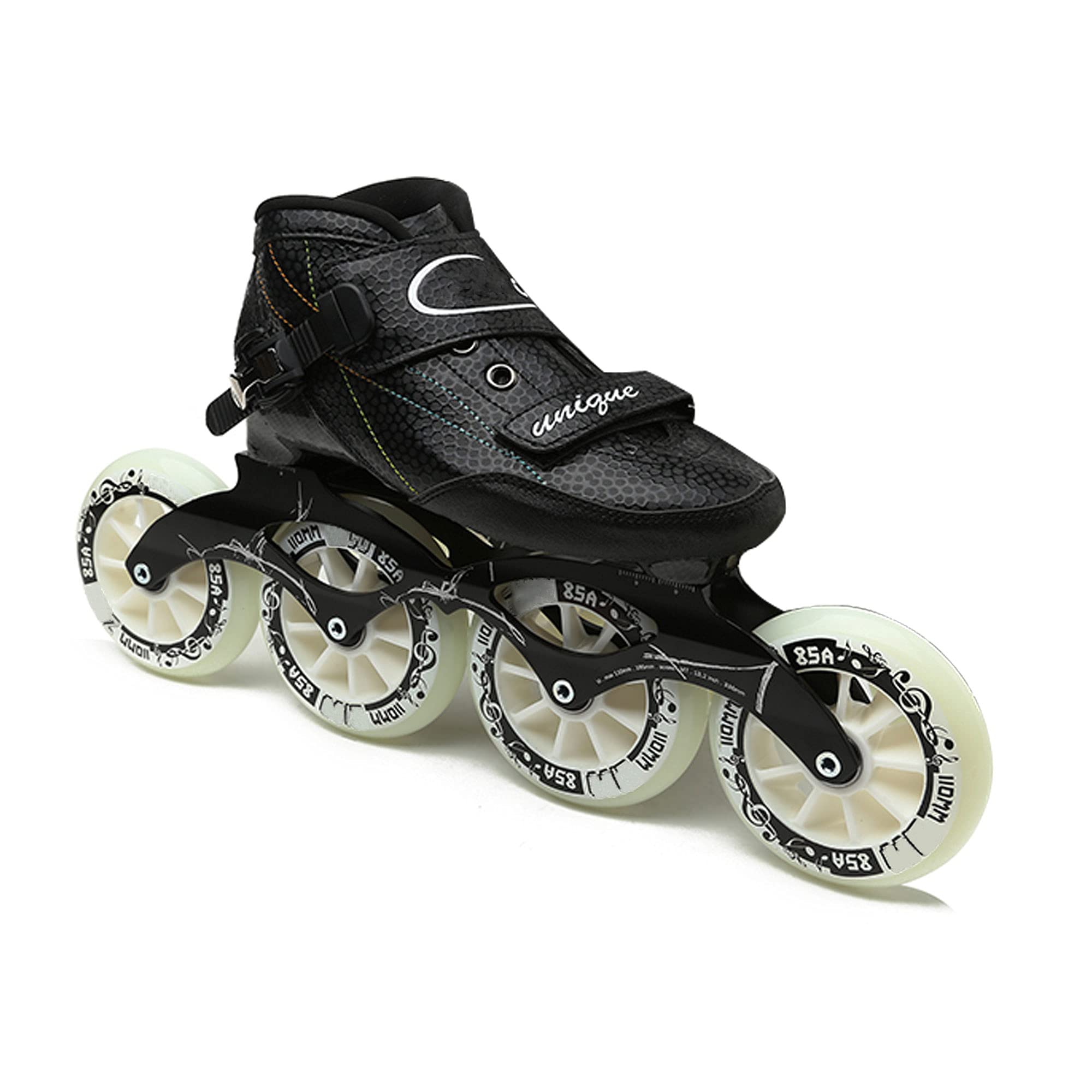 Cylq Inline Skates Adult for Women and Mens, Professional Fitness Inline Speed Skates, High Performance Roller Skates Outdoor Racing Skates Beginner, Unisex, Black