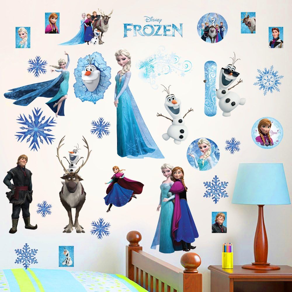 Frozen Wall Stickers for Girls Bedroom with Elsa Anna and Olaf, Multicoloured - Image 3