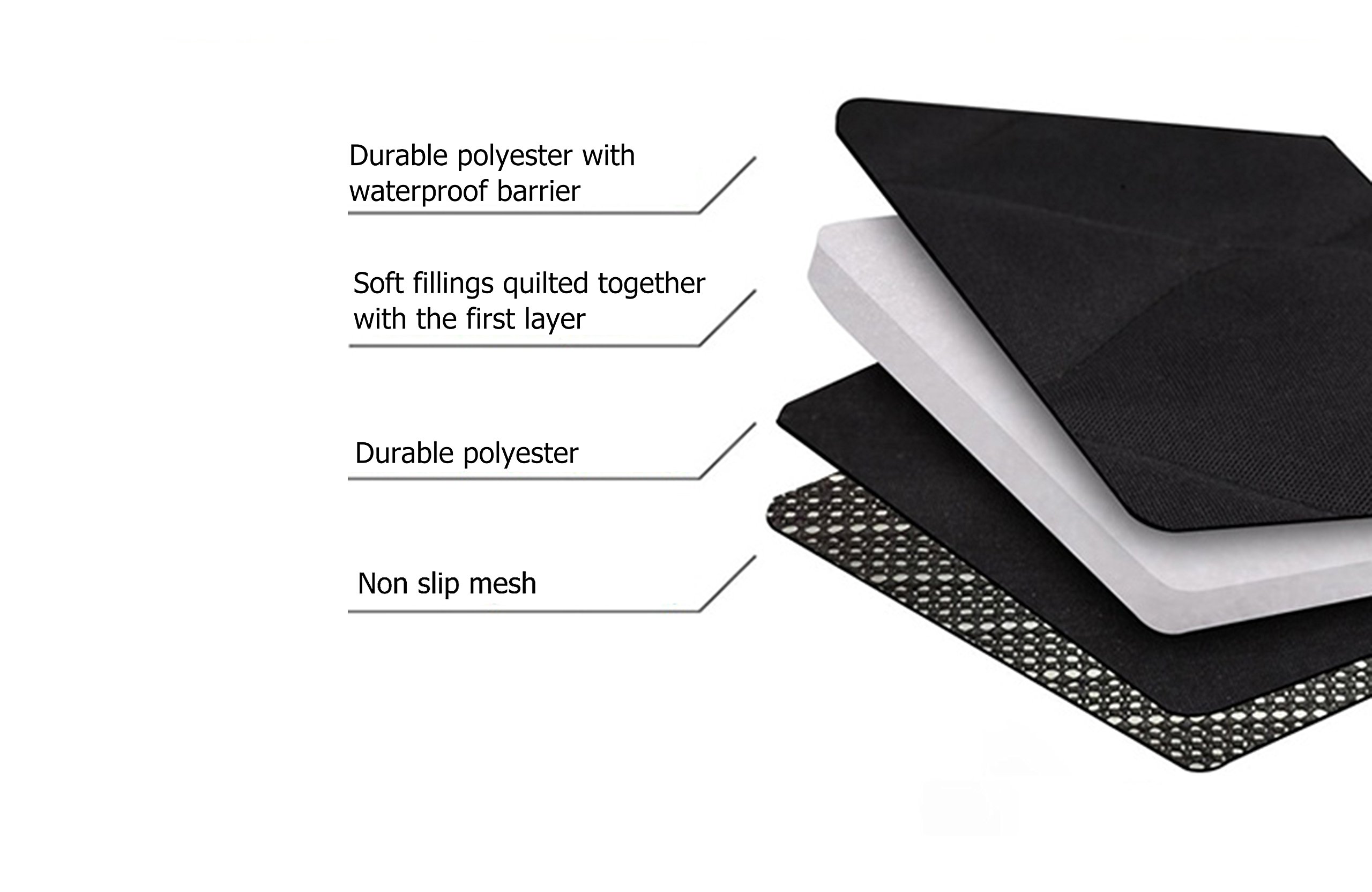 INNX Dog Seat Cover, Quilted Hammock Bench Pet Seat Cover for Sedan Cars, Trucks, SUVs or Minivans, Waterproof (Quilted Ballistic Hammock, Black, 58\