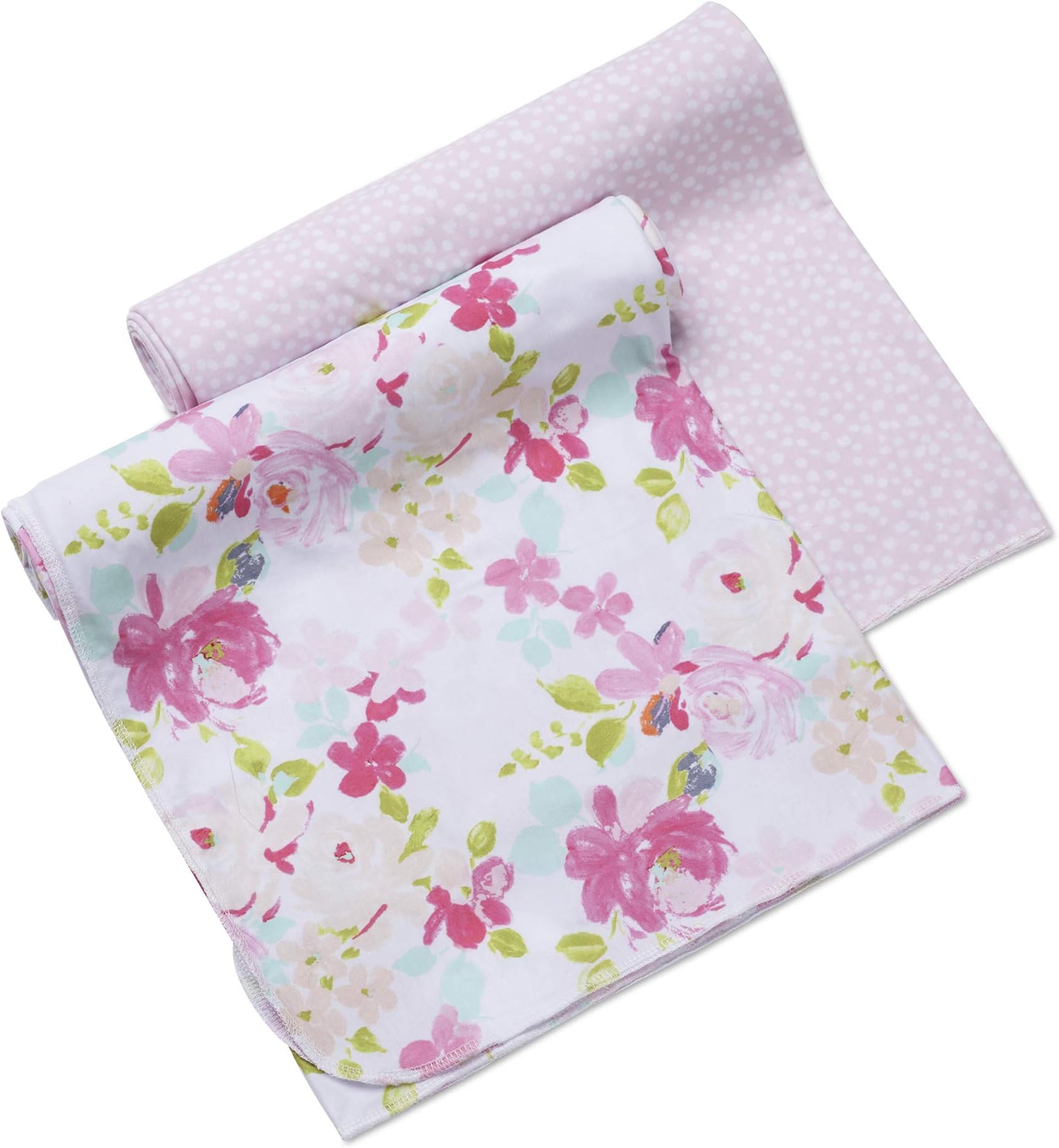BreathableBaby Active Swaddle Blanket & Wrap 2 Pack – Pink Bloom and Pink Dots, Lightweight Premium Activewear Fabric, 47 x 47-inch Extra Large Multi-Use Blanket
