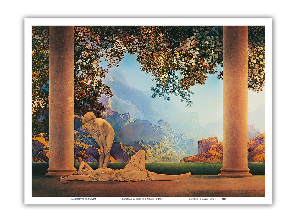 9in x 12in Master Art Print Vintage Art Nouveau Poster by Maxfield Parrish c.1922 Daybreak Home
