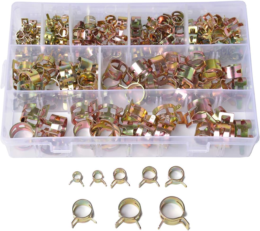 Namvo 8 Size 160 Pieces Spring Hose Clips Fuel Line Water Pipe Air Tube Silicone Vacuum Hose Clamp Fastener Assortment Kit 6mm 7mm 9mm 10mm 11mm 14mm 16mm 17mm - Image 3