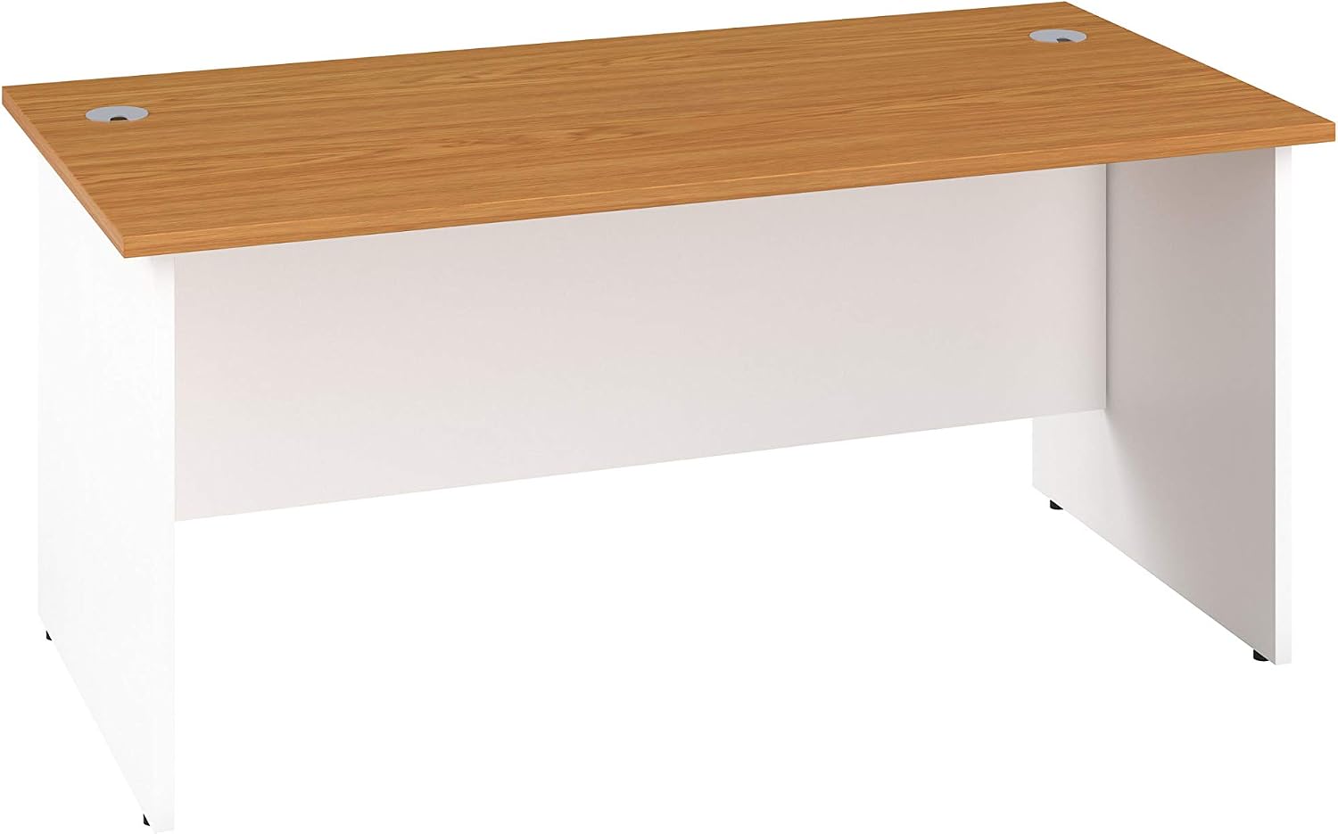 Office Hippo Heavy Duty Rectangular Office Desk with Panel Ends, 140 x 60 x 73 cm, White Legs, Oak Top, 140 cm wide