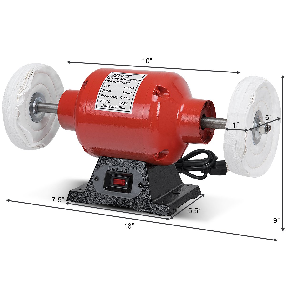 Goplus Benchtop Buffer Polisher Grinder Heavy Duty With Two Buffing