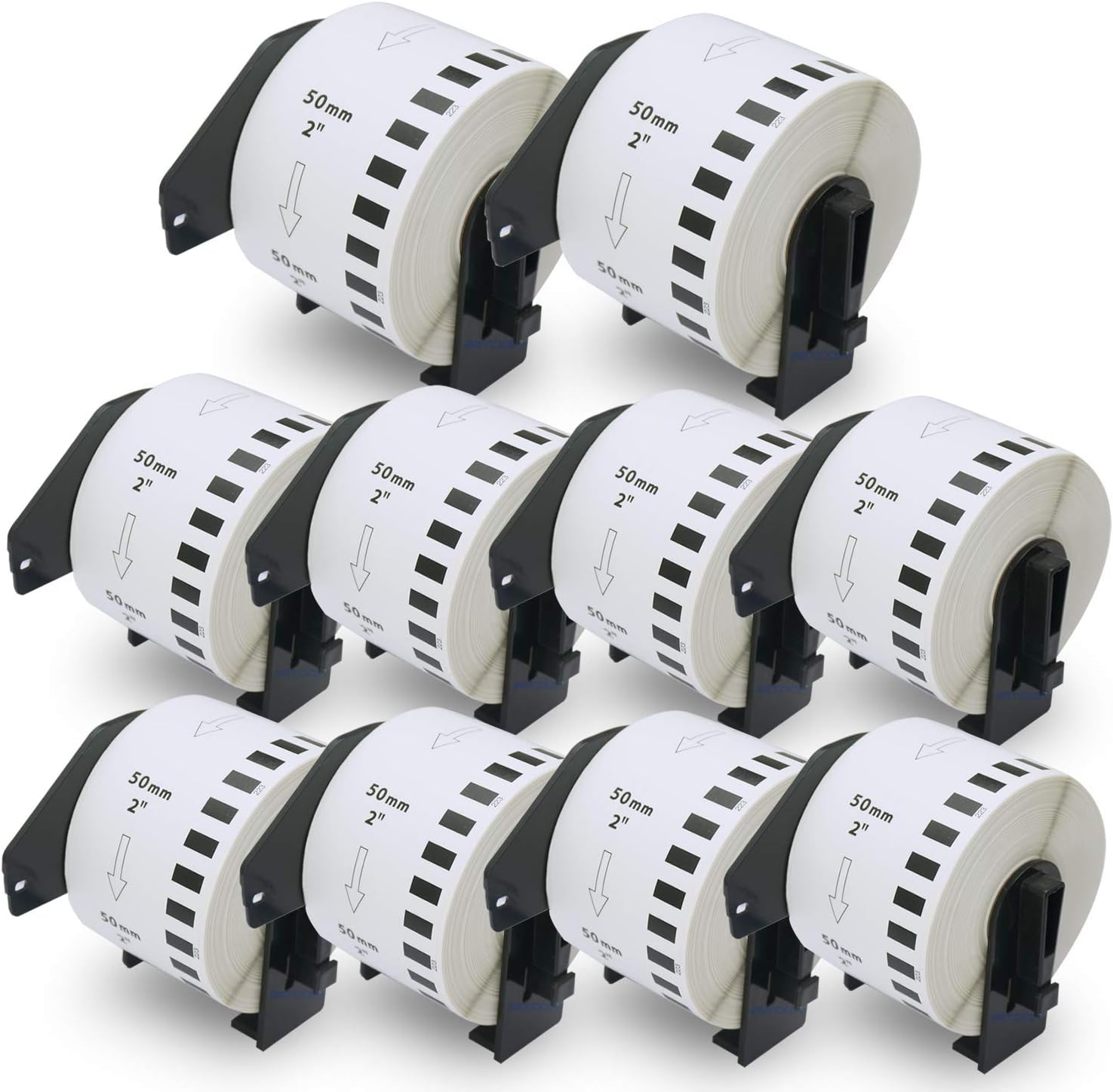 BETCKEY - Compatible DK-2223 Continuous Length 2" x 100'(50mm x 30.48m) Replacement Labels, Compatible with Brother QL Label Printers [10 Rolls + Refillable Cartridge Frame] : Office Products