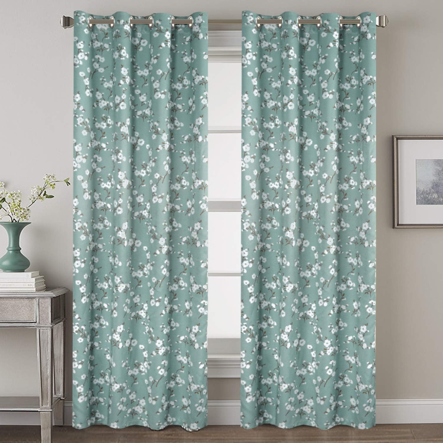 Amazon Com H Versailtex Traditional Aqua Floral Country Style