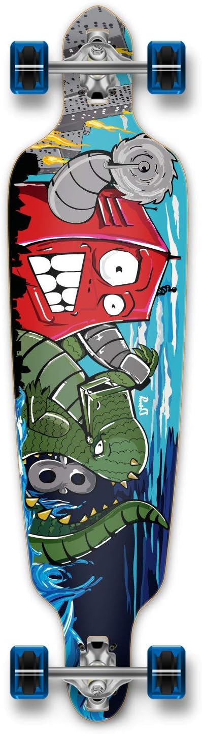 Yocaher Graphic Series Complete Drop Through Skateboards Longboard w/Black Widow Premium 80A Grip Tape Aluminum Truck ABEC7 Bearing 70mm Skateboard Wheels