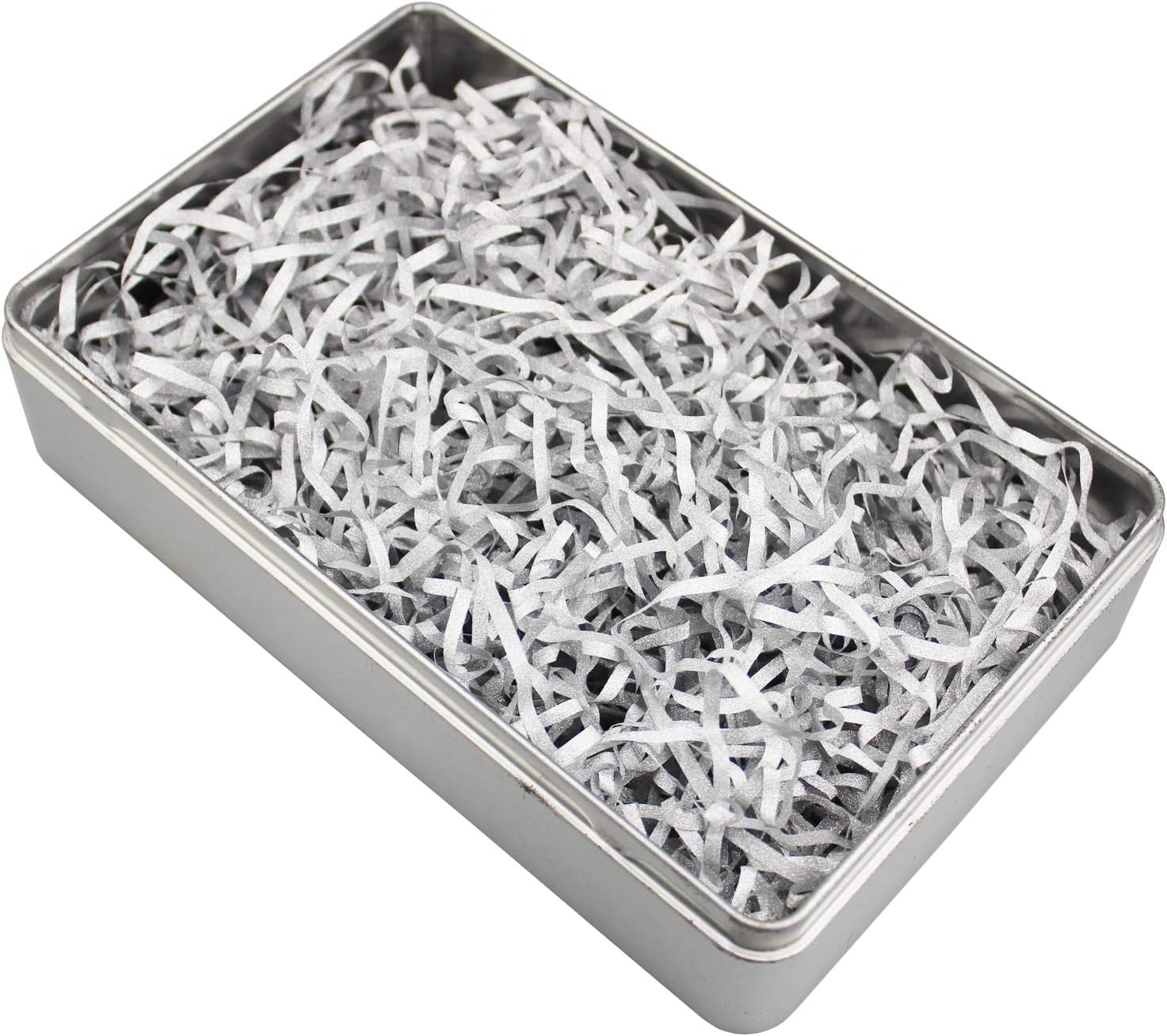 LJY 100g Silver Glitter Shredded Paper for Gift Boxes, Iridescent Hamper Filling Tissue Paper - Image 3