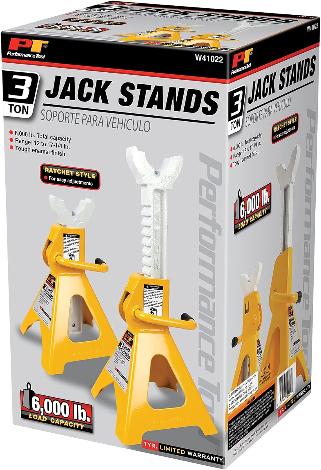 Performance Tool W41022 2-Piece Heavy Duty Jack Stand Set, 3 Ton (6,000 lbs.): Automotive