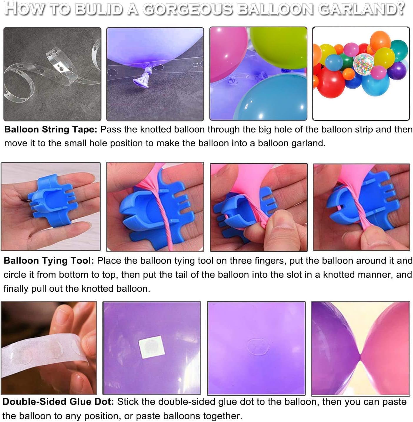 Rainbow Party Balloons Garland Kit, 114 Pack Assorted Multicolor Latex Balloon With Long Paper Confetti Balloons for Carnival Circus Fiesta Wedding Birthday Party Decorations: Health & Personal Care