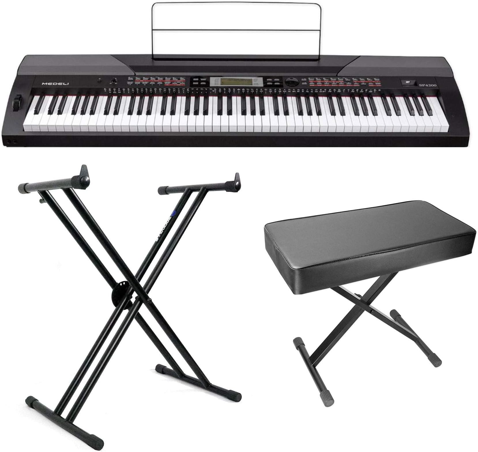 MEDELI SP4200 88-Key Hammer Action Digital Stage Piano w/Harmony/FX+Stand+Bench