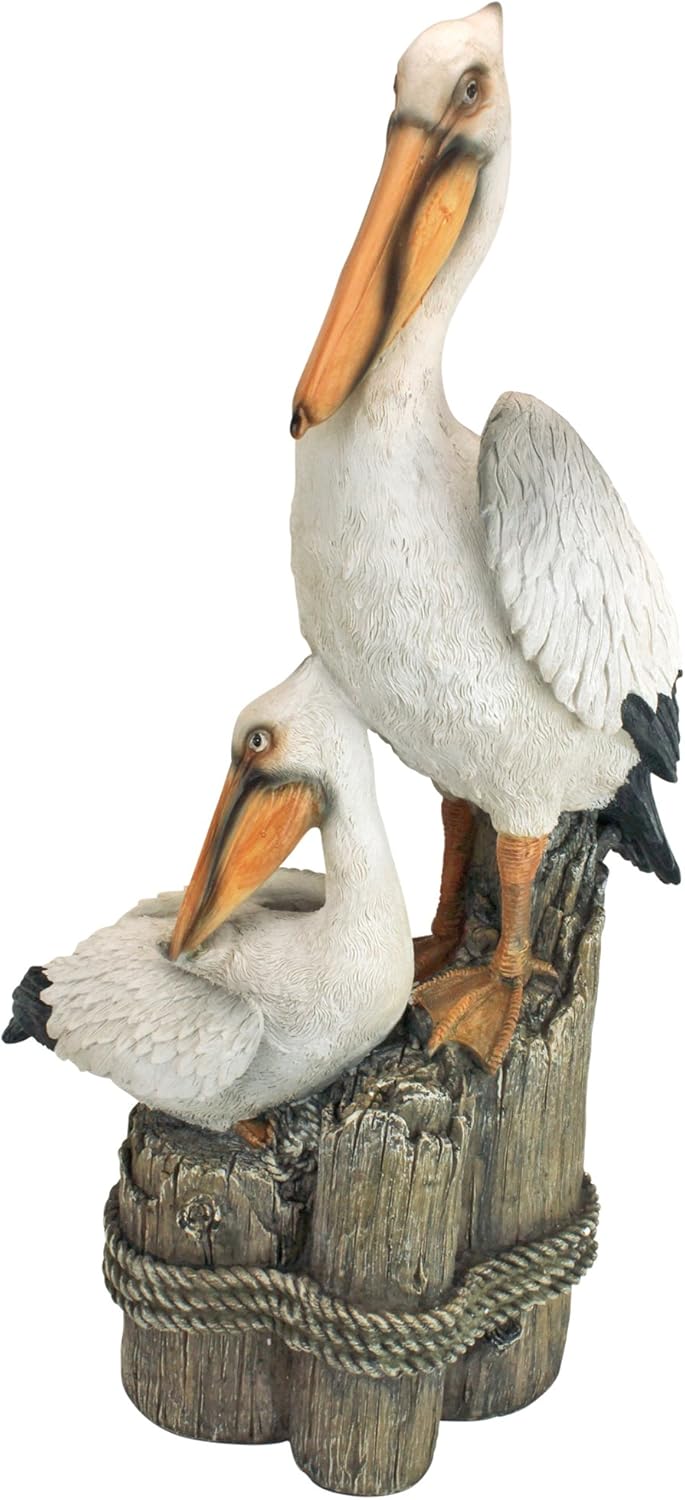 Design Toscano Coastal Decor Ocean's Perch Pelicans Garden Bird Statue, 24 Inch, Polyresin, Full Color : Design Toscano Ocean S Perch Pelican Statue : Garden & Outdoor
