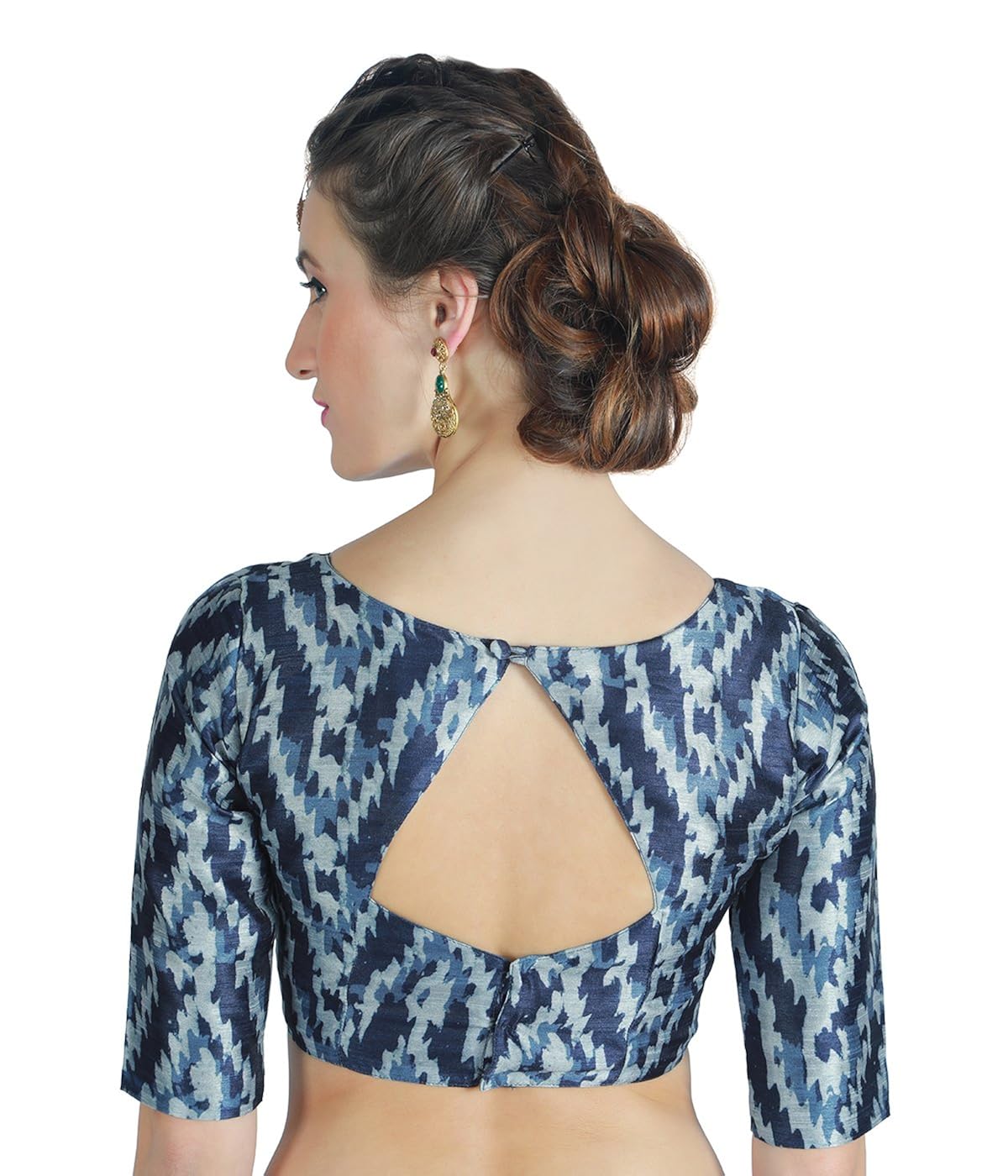 studio shringaar women's i kat print poly raw silk readymade saree blouse.