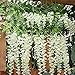 BJH 12 Pack 3.6 Feet/Piece Artificial Fake Wisteria Vine Ratta Hanging Garland Silk Flowers String Home Party Wedding Décor (White)