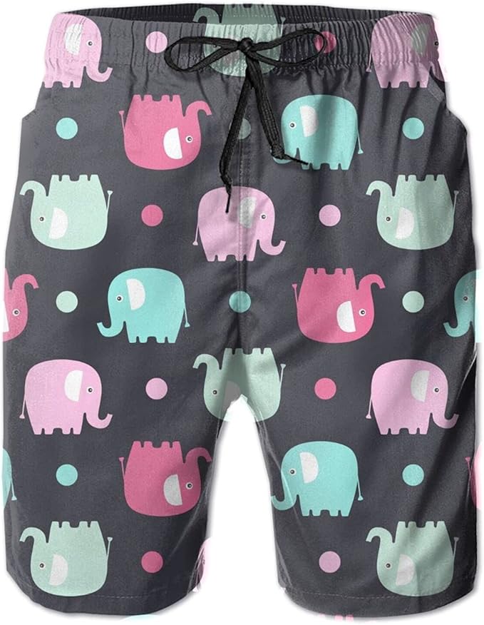 Lovely Elephant Men's Board Shorts Classic Casual Mesh Lining Swim