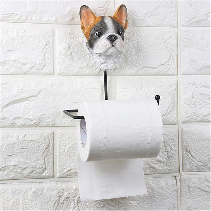 Toilet paper holder storage Dog Toilet Paper Holder Cute Wrought Iron Wall Mount Handmade Roll
