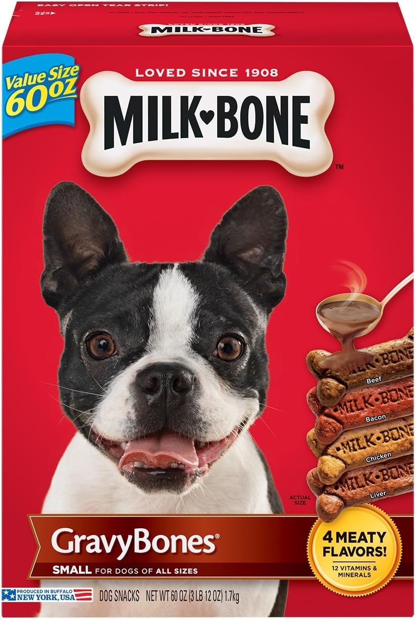 MilkBone Gravy Bones Dog Biscuits, 4 Meaty Flavors with 12 Vitamins