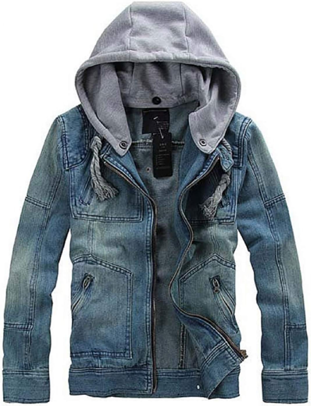 XueYin Men's Denim Jacket Slim Fit Plus Size