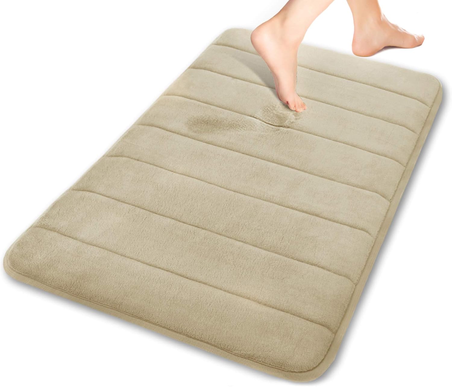 Yimobra Memory Foam Bath Mat Large Size 31.5 by 19.8 Inches, Soft and Comfortable, Super Water Absorption, Non-Slip, Thick, Machine Wash, Easier to Dry for Bathroom Floor Rug, Gray: Home & Kitchen