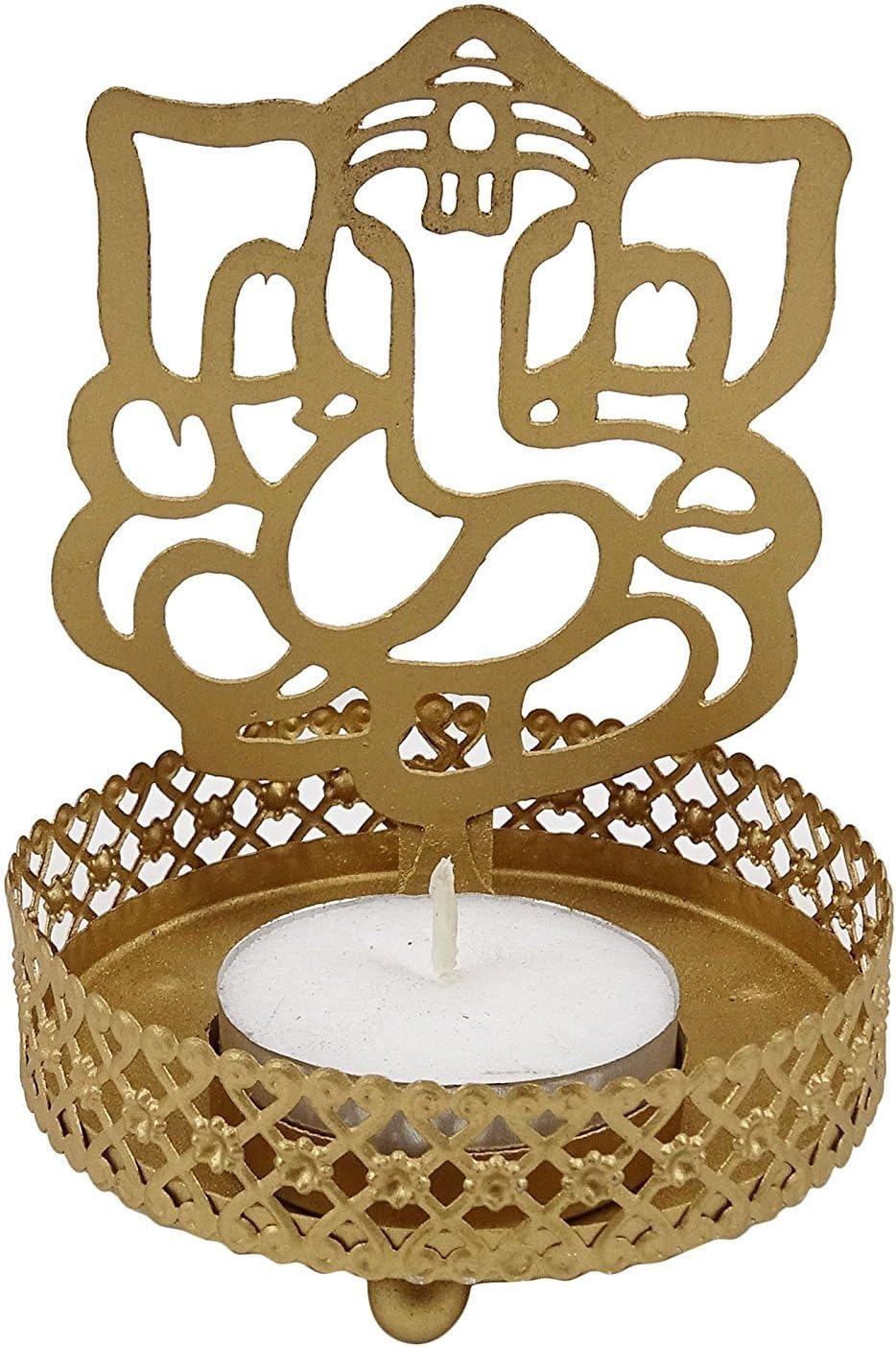 STREET CRAFT Diya Shadow Lord Ganesha Metal Tealight Decorative Candle Holder Home Decor