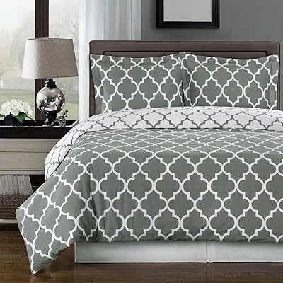 Buy Hotel Style Duvet Cover Set 3 Piece Modern Trellis Pattern Soft 100 Cotton Reversible Bedding King Cal King Size 106 X 92 Inch Grey White Online In Turkey B00m9ibix4