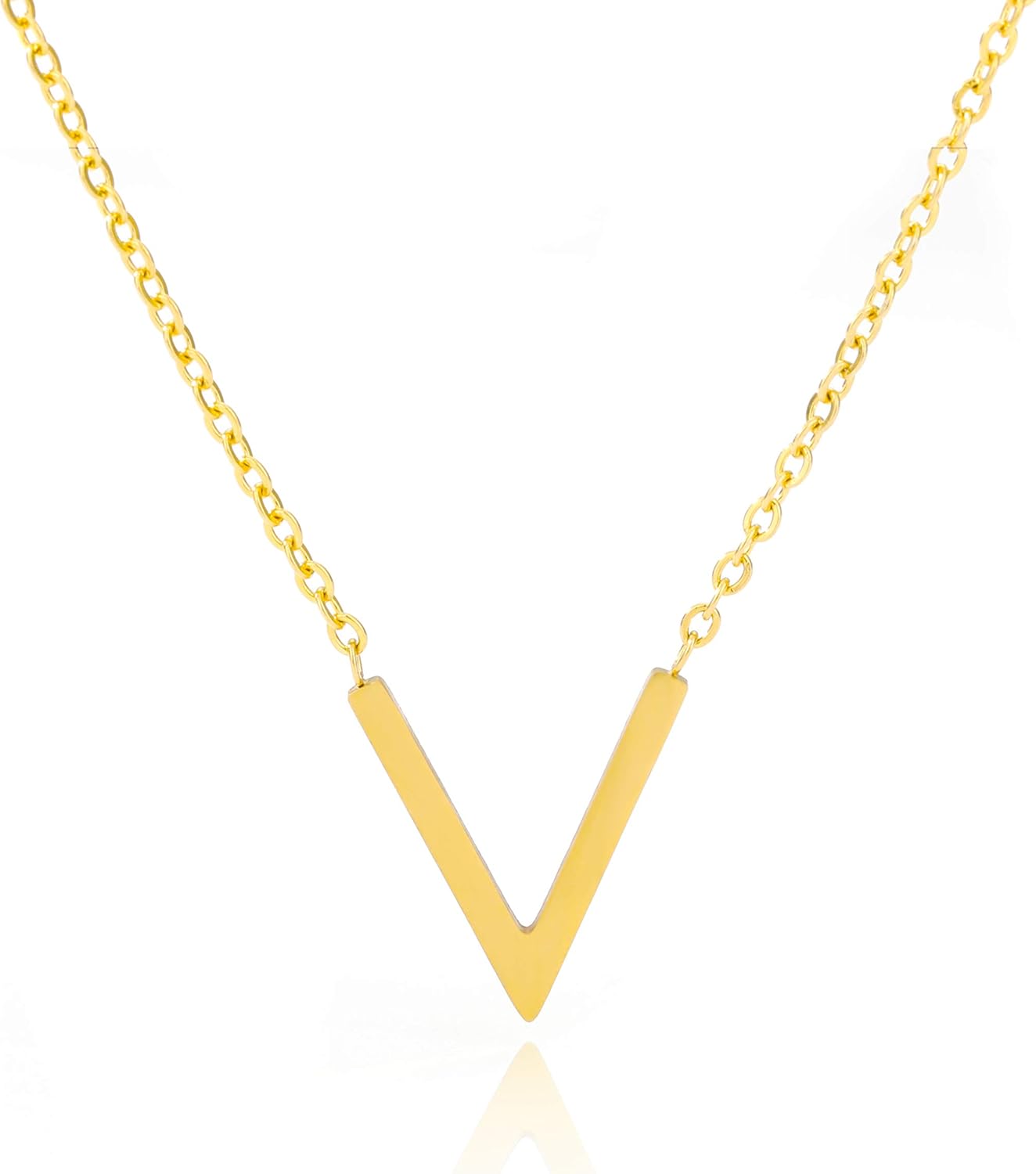 14K Gold Plated Initial Necklace Letter V Necklaces for Women Gold