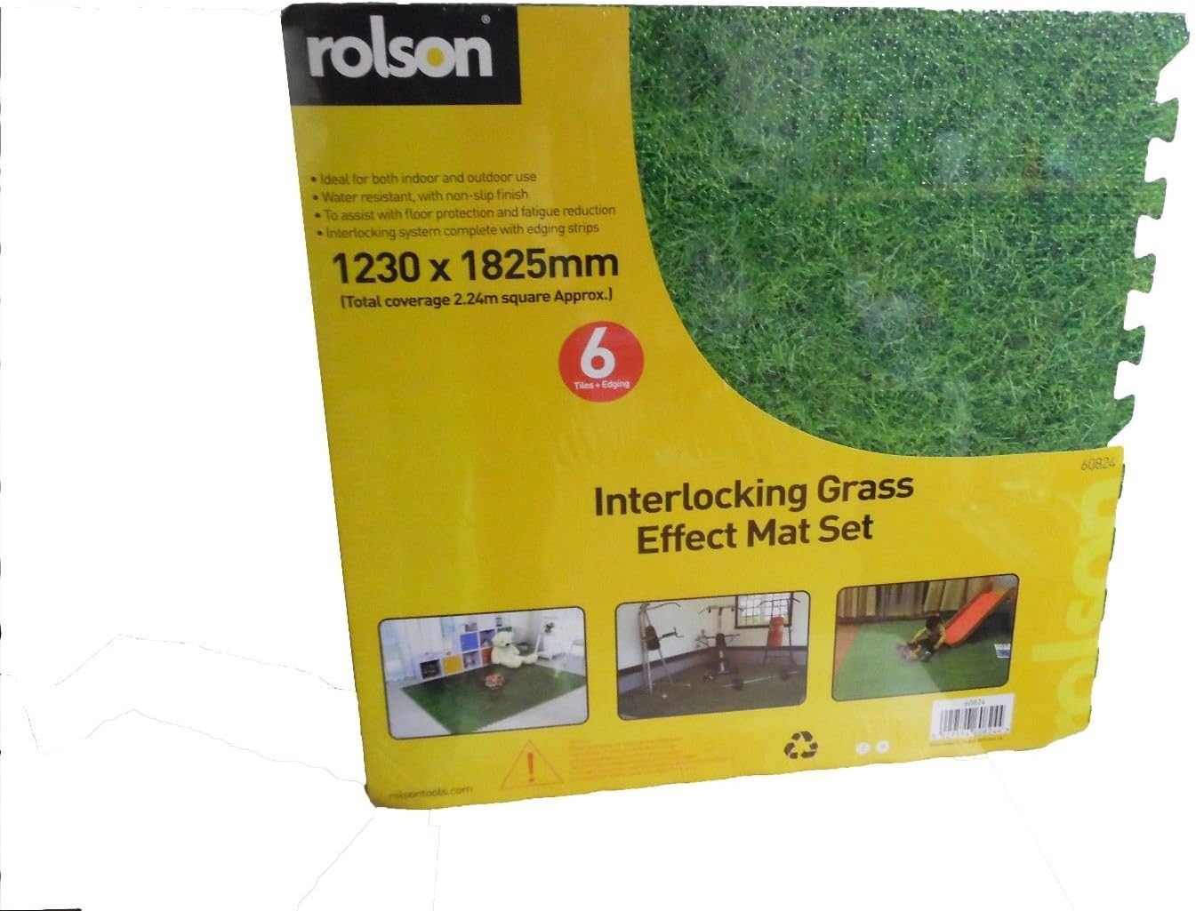6pc Floor Mat Set 120 x 180cm Grass Effect Inter Locking Cushion Mat