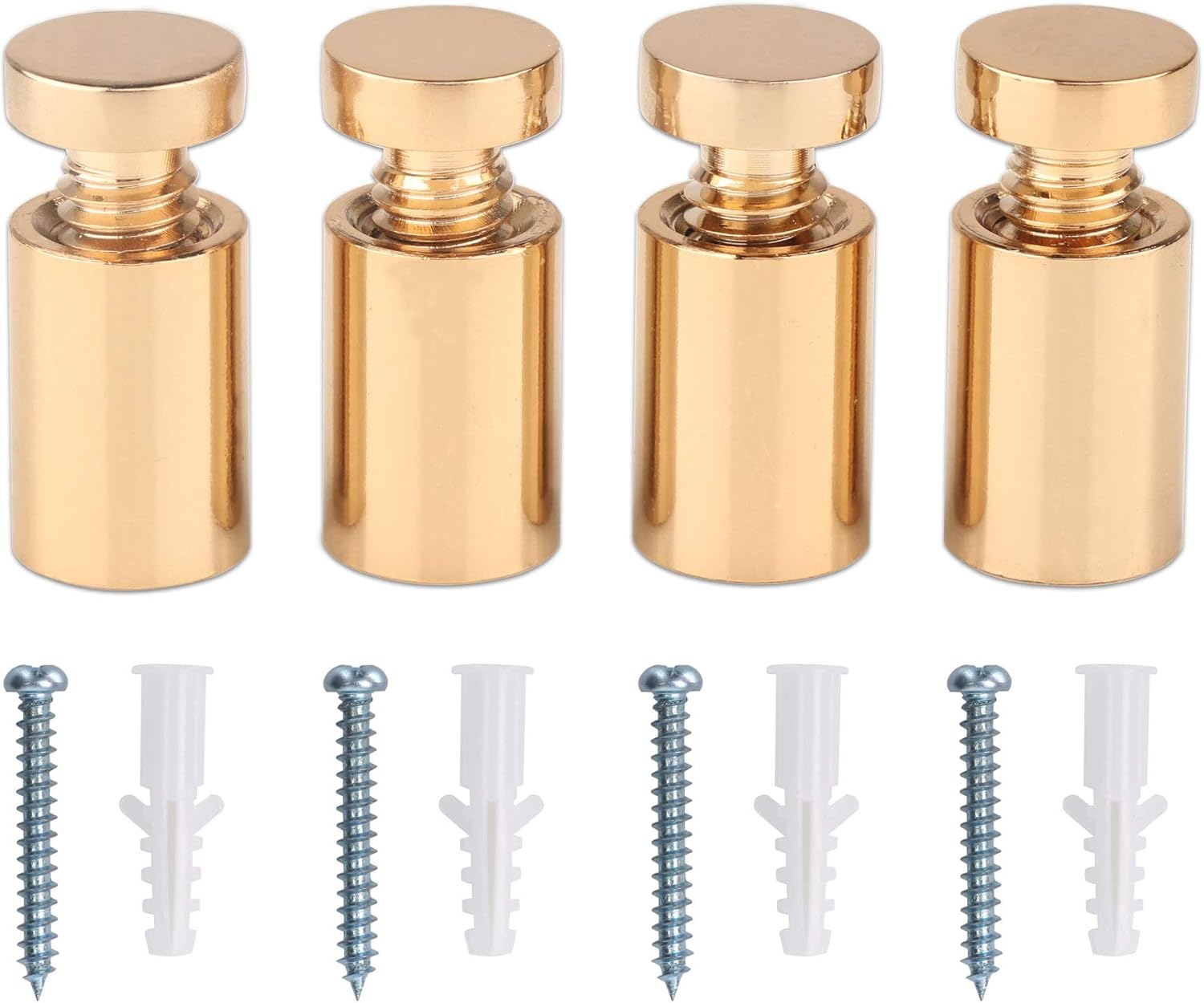 Sign Standoffs,Brass,Standoff Fixings,13MM*19MM,Polished Gold,for Acrylic,Glass,PVC,Glass Panel