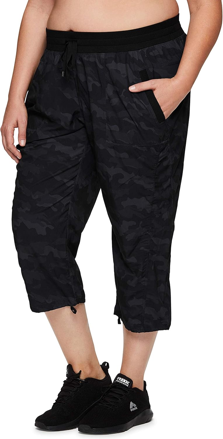 RBX Active Women's Plus Size Fashion Lightweight Woven Body Skimming Drawstring Capri Pant at  Women’s Clothing store